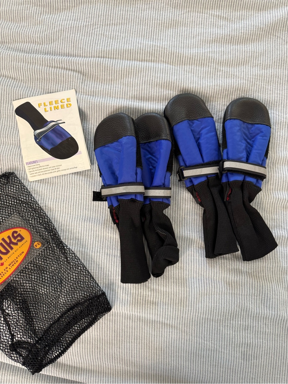 NWT Fleece-Lined Blue & Black Dog Boots - Set
